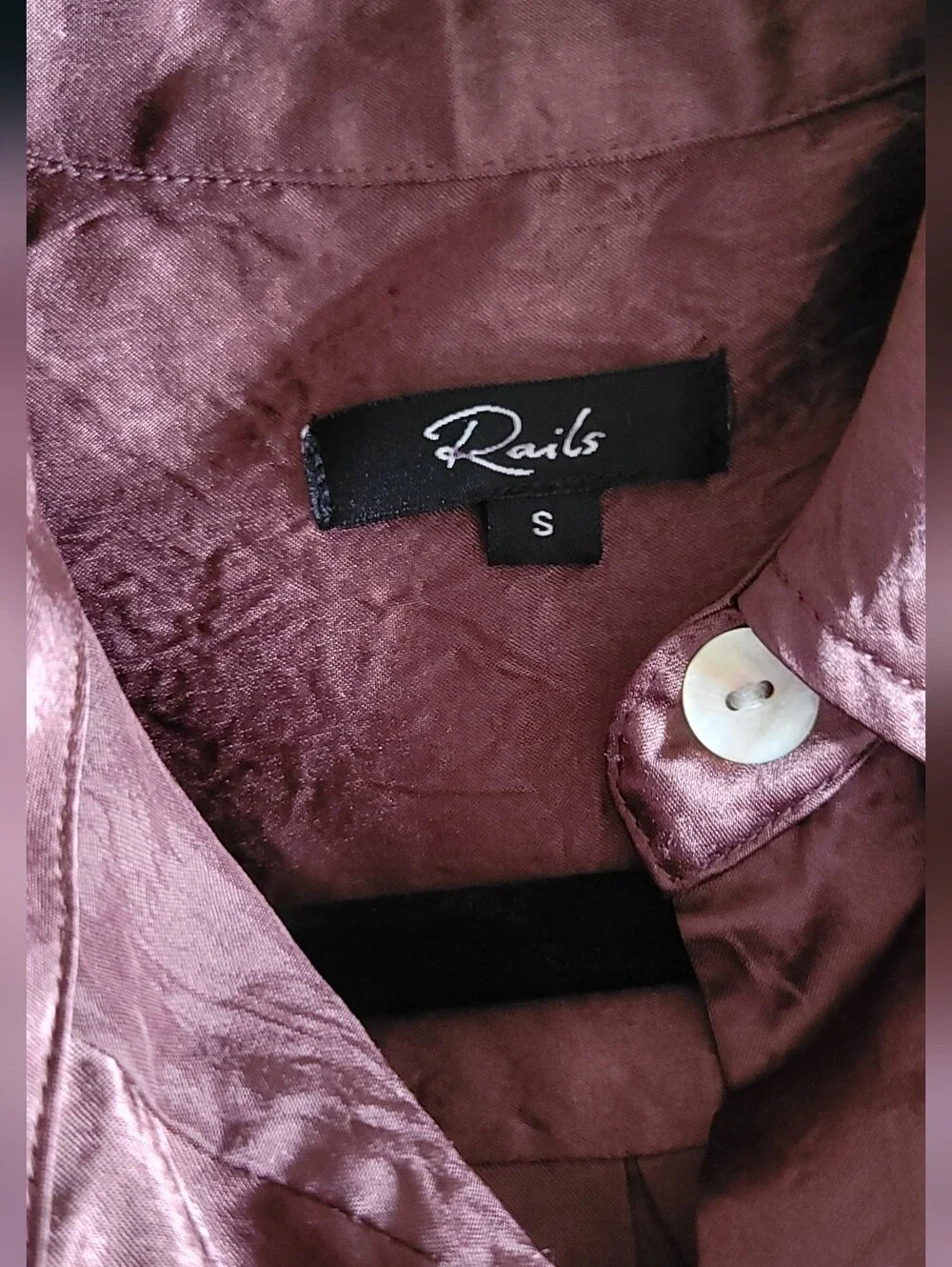 Rails Satin Button-Up Shirt in Chocolate Brown - Picture 8 of 12